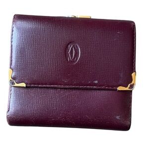 Cartier Purse Wallet Mastline Bordeaux Leather Authentic!